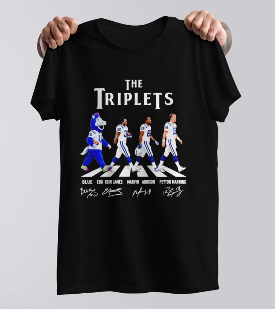 The Triplets Blue Edgerrin James Marvin Harrison Peyton Manning Indianapolis Colts T-Shirt