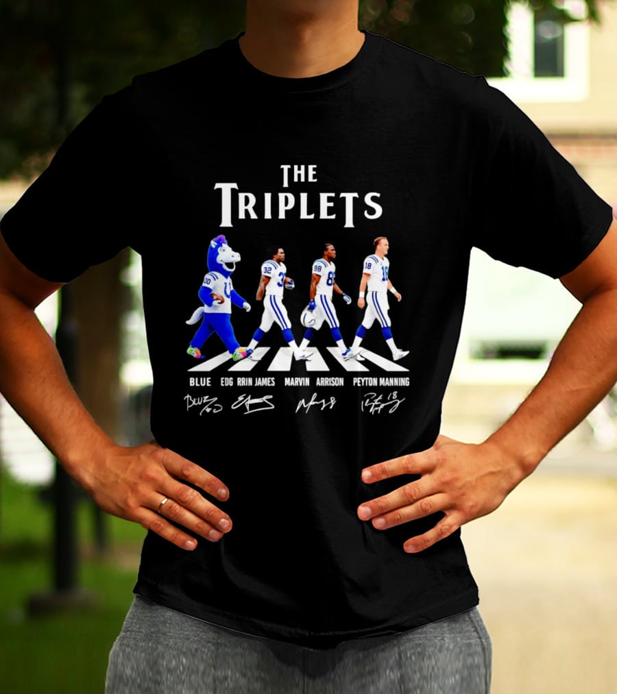 The Triplets Blue Edgerrin James Marvin Harrison Peyton Manning Indianapolis Colts T-Shirt