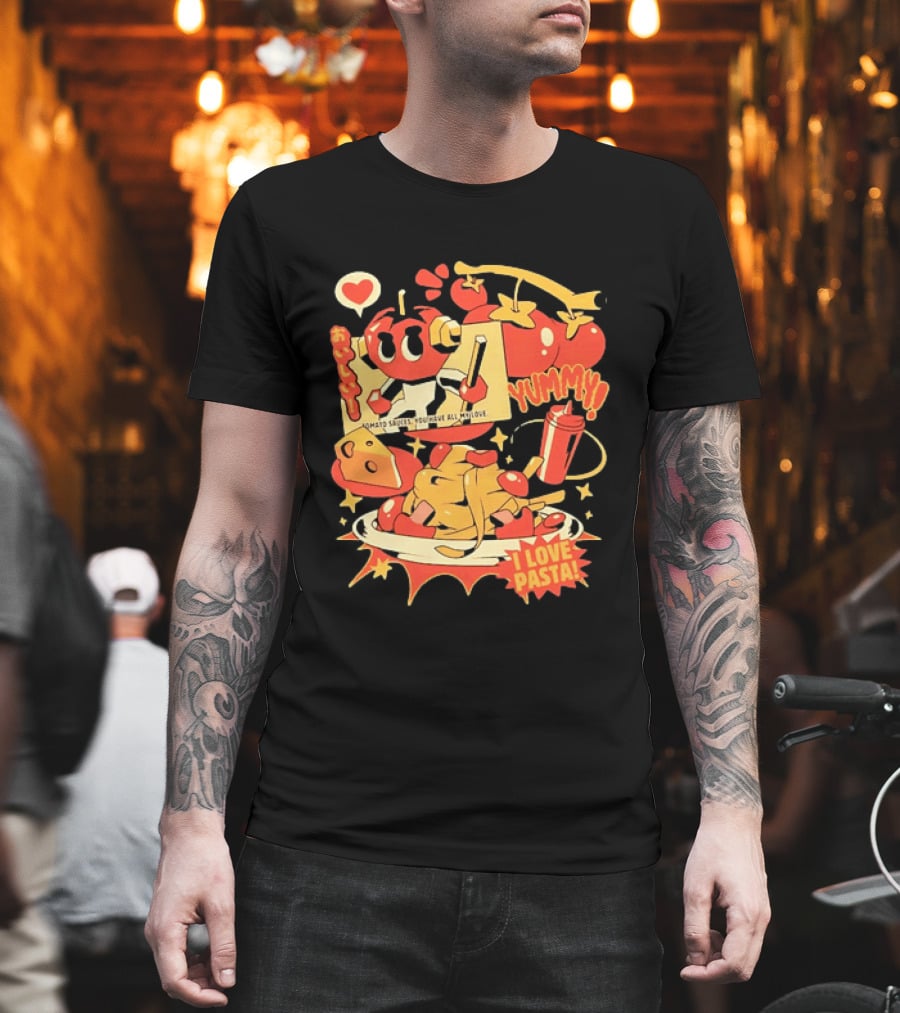 Tomato Sauces Yummy I Love Pasta With Cheese And Heart T-Shirt