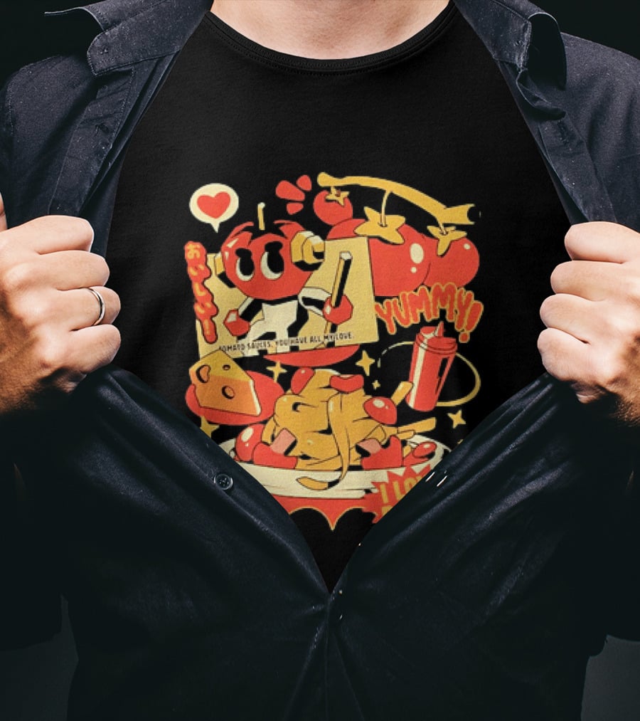 Tomato Sauces Yummy I Love Pasta With Cheese And Heart T-Shirt