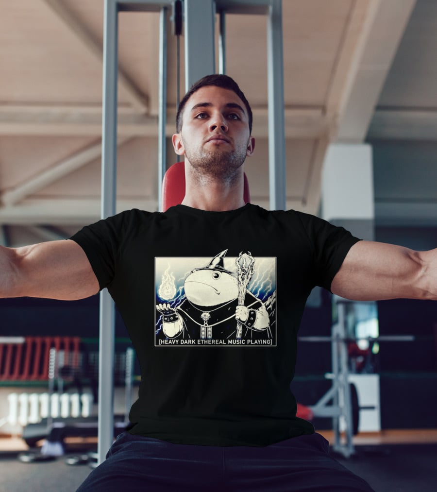 Wizard Frog With Staff And Magic Energy Heavy Dark Ethereal Music Playing T-Shirt