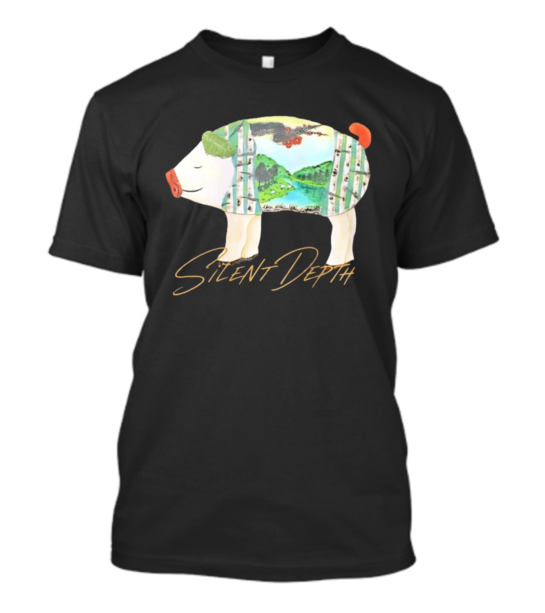 Silent Depth Pig Landscape Nature T-Shirt