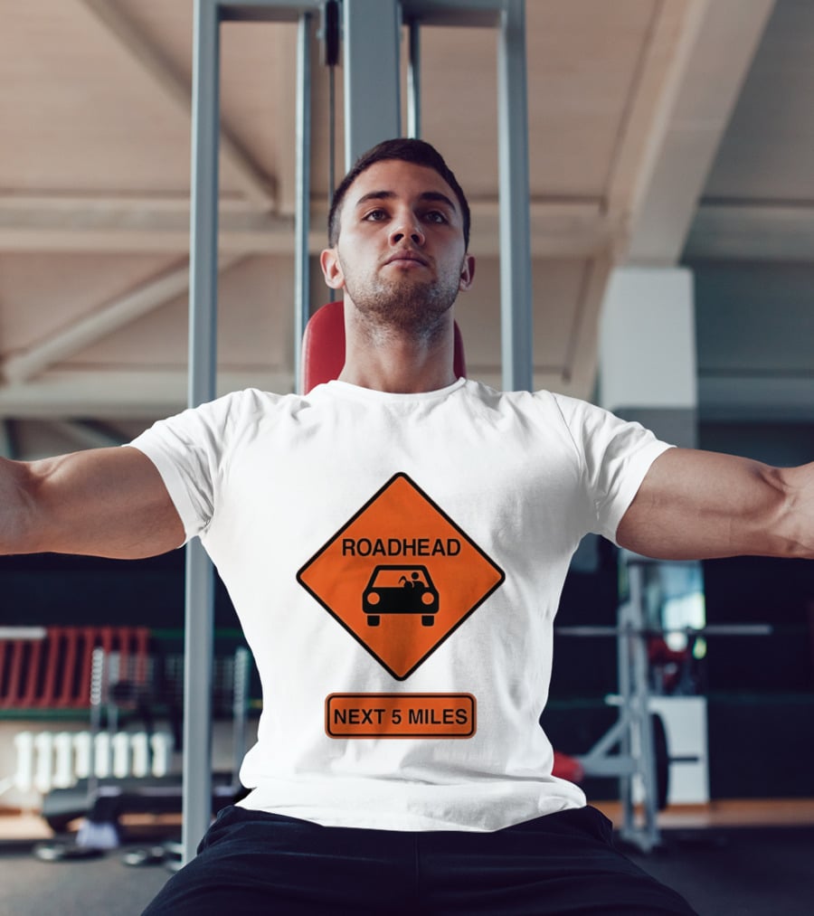 Roadhead Next 5 Miles Traffic Sign Car T-Shirt