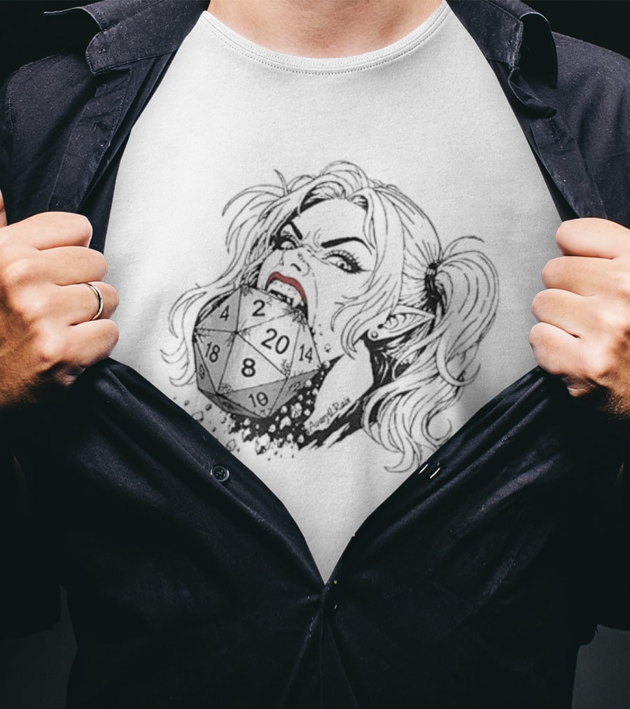 Samantha Eat Dice Dungeon Crawler Carl 2026 Gaming Fantasy Dice Roller T-Shirt