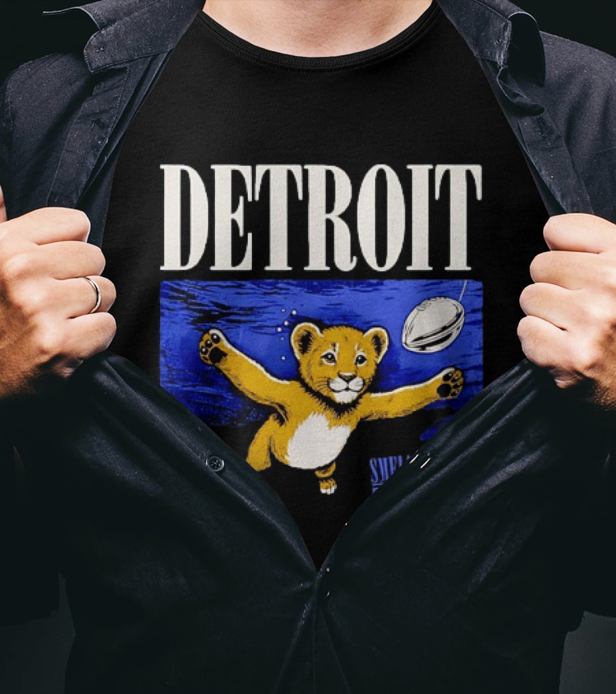 Detroit Lions Smells Like Team Spirit Nostalgic Blue Lion Cub Football T-Shirt