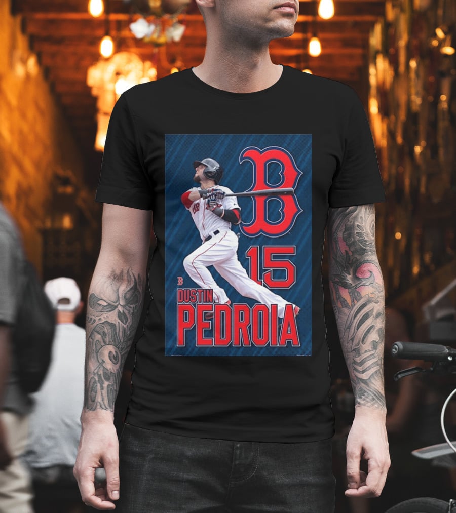 Dustin Pedroia Boston Red Sox 15 MLB Baseball Action T-Shirt
