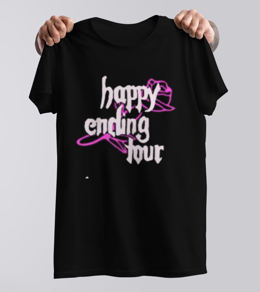 Bailey Rose Spinn Store Happy Ending Tour Trucker Hat Pink And White T-Shirt
