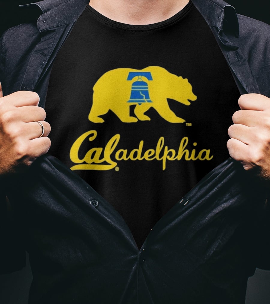 Caladelphia California Bear With Liberty Bell T-Shirt