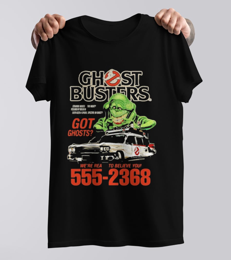 Ghostbusters Got Ghosts Ecto 1 Slimer We're Ready To Believe You 555 2368 T-Shirt