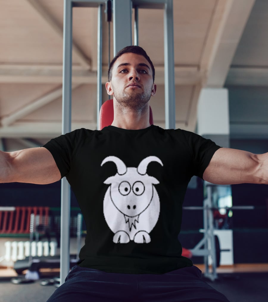 Cartoon Goat With Horns Cute Animal T-Shirt