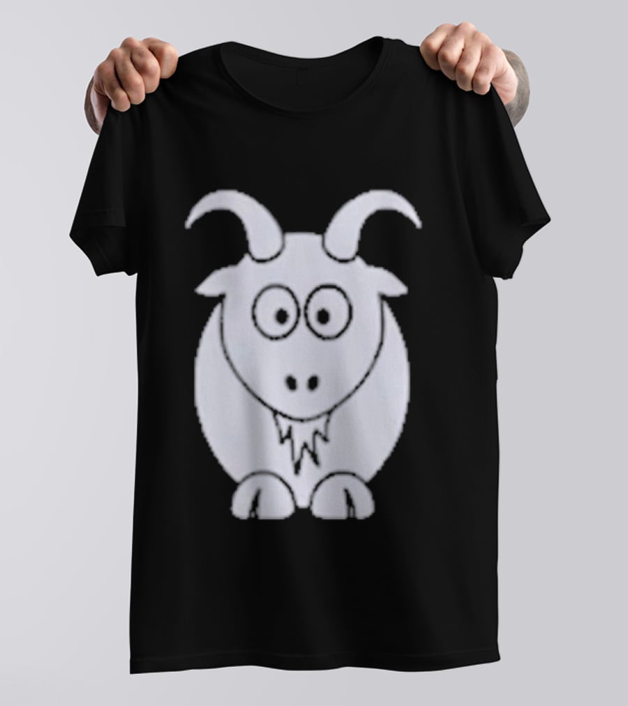 Cartoon Goat With Horns Cute Animal T-Shirt