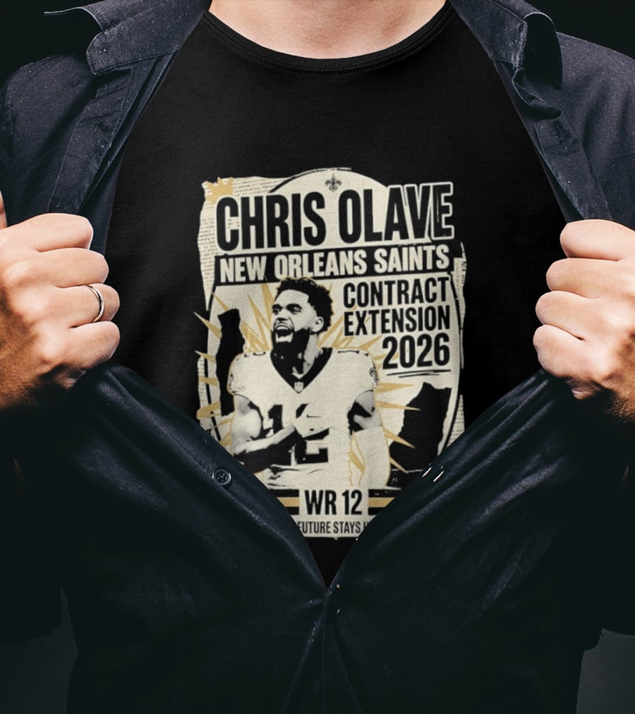 Chris Olave New Orleans Saints Contract Extension 2026 WR 12 The Future Stays Home T-Shirt