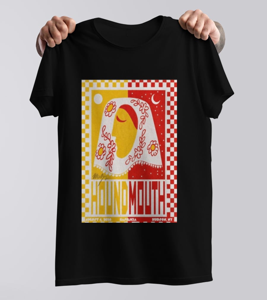Houndmouth Concert Basilica Hudson NY August 4 2026 Moon Stars Flowers T-Shirt