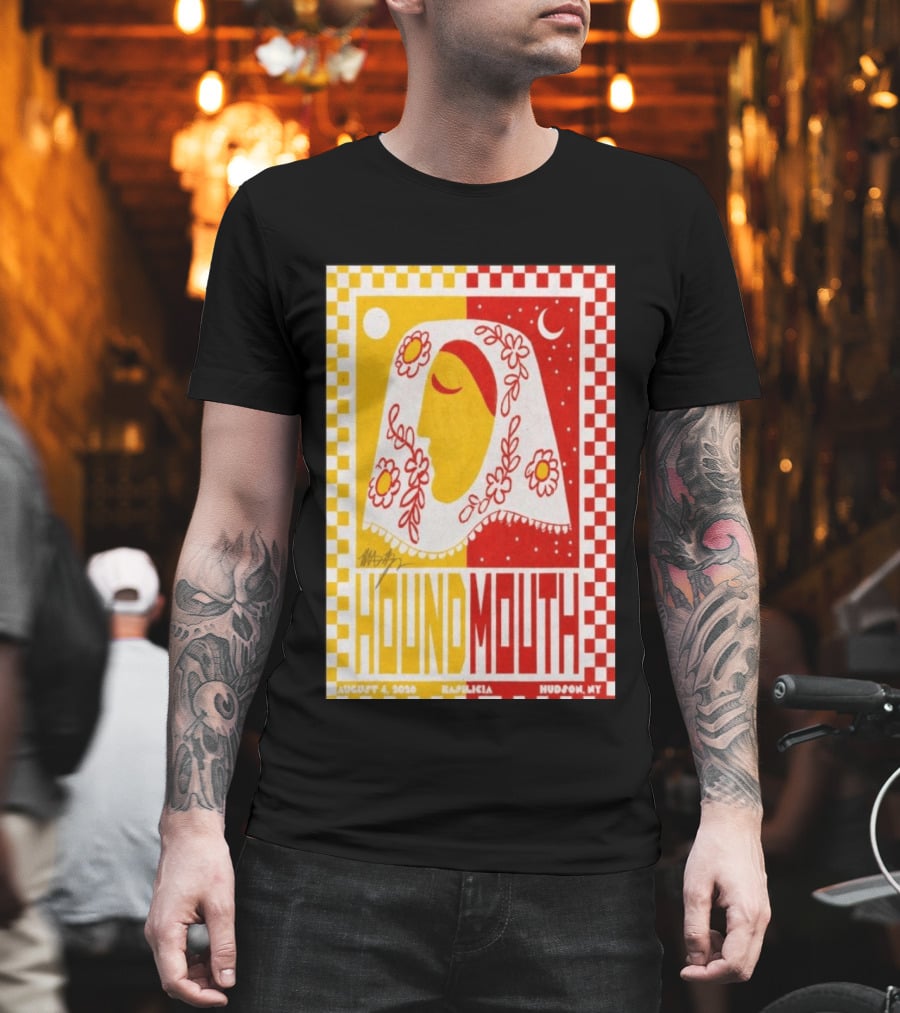 Houndmouth Concert Basilica Hudson NY August 4 2026 Moon Stars Flowers T-Shirt