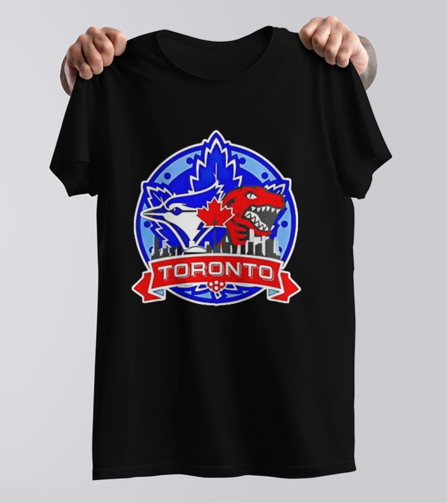 Toronto Raptors Blue Jays City Skyline Canada Leaf T-Shirt