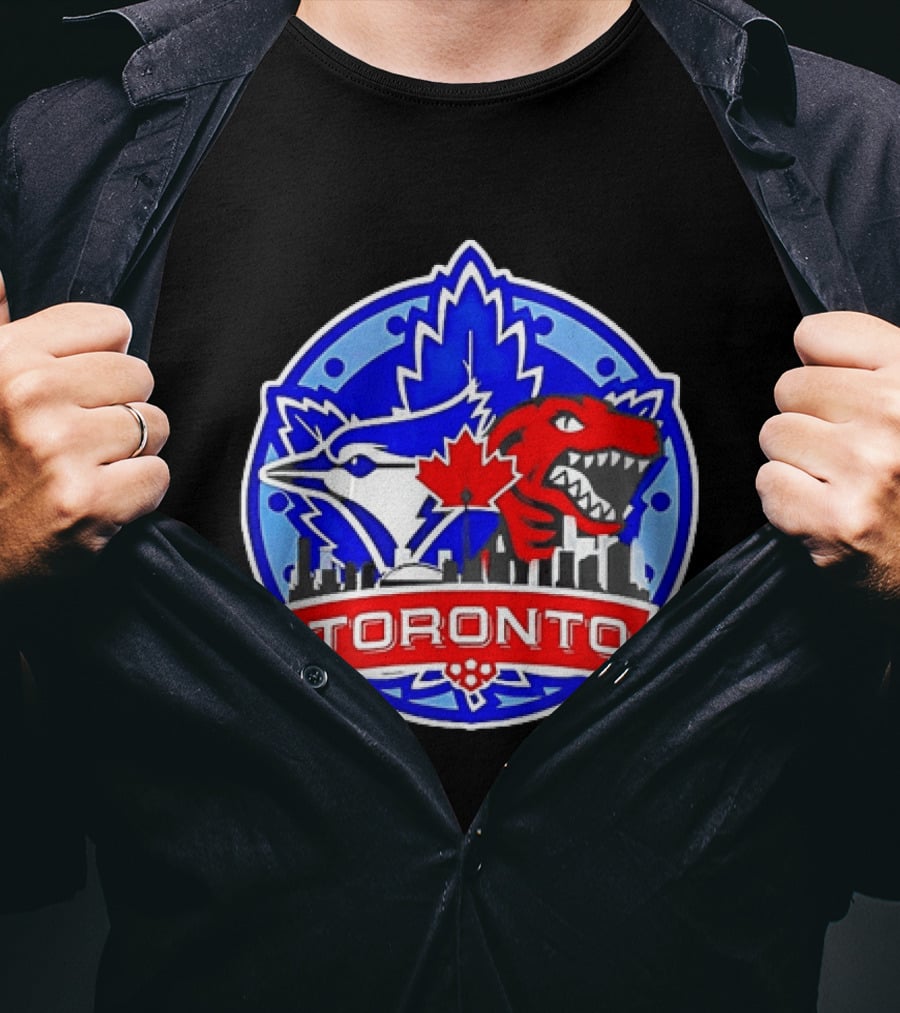 Toronto Raptors Blue Jays City Skyline Canada Leaf T-Shirt