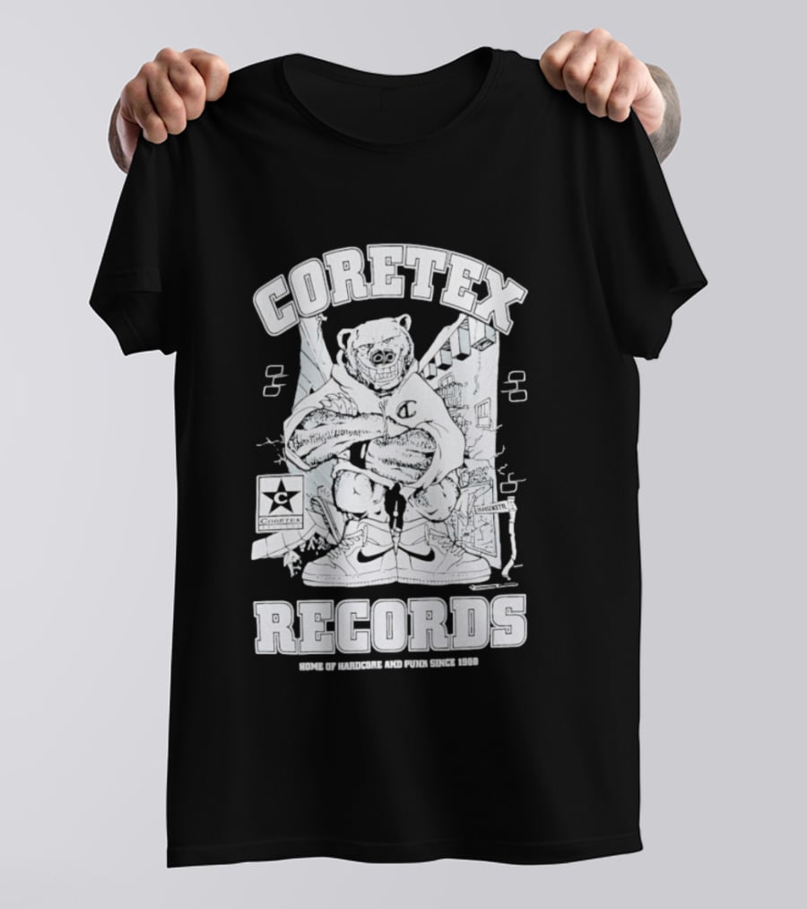 Coretex Records Home Of Hardcore And Punk Bear Illustration Since 1988 T-Shirt