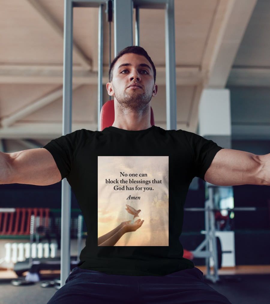 No One Can Block The Blessings That God Has For You Amen Hands Dove Sky Scene T-Shirt