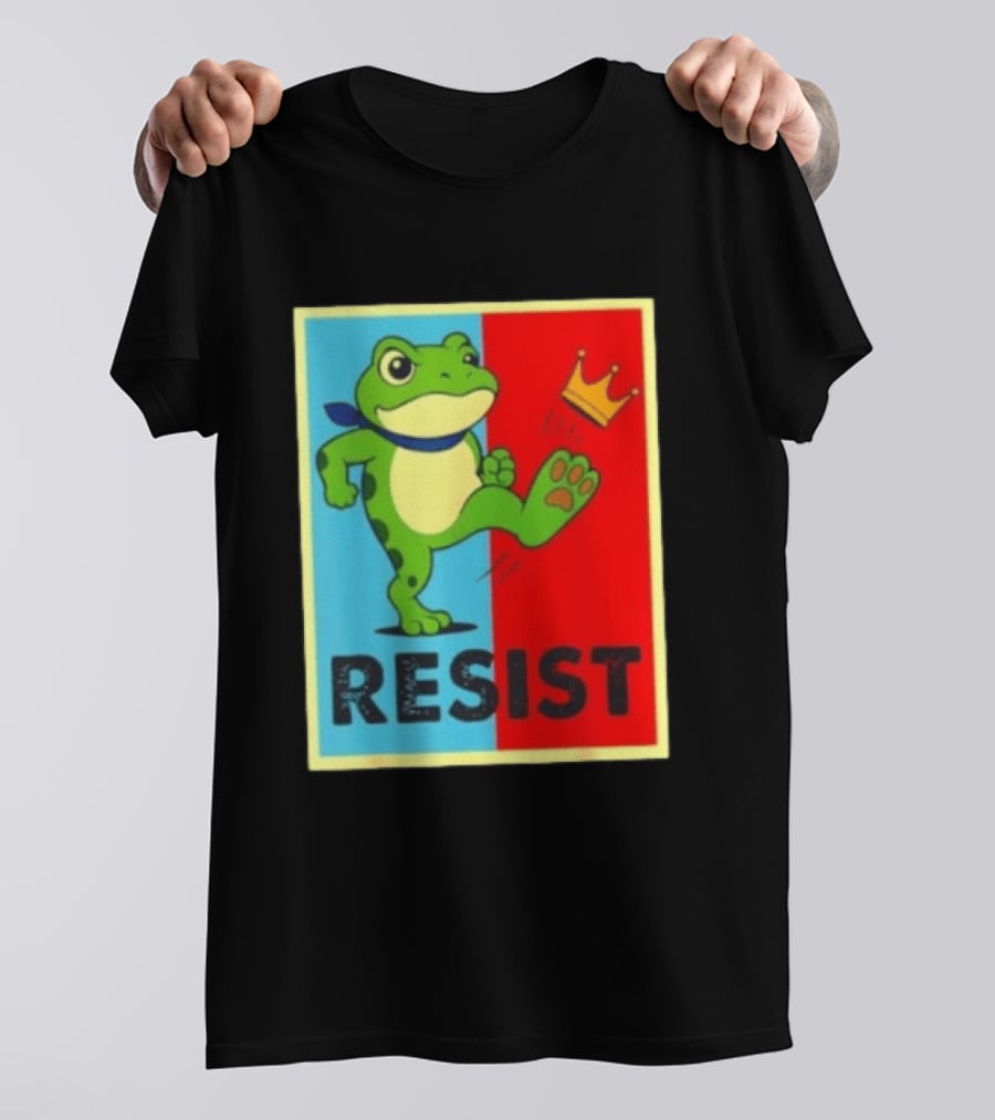 Resist Frog Kicking Crown Icon No Kings T-Shirt