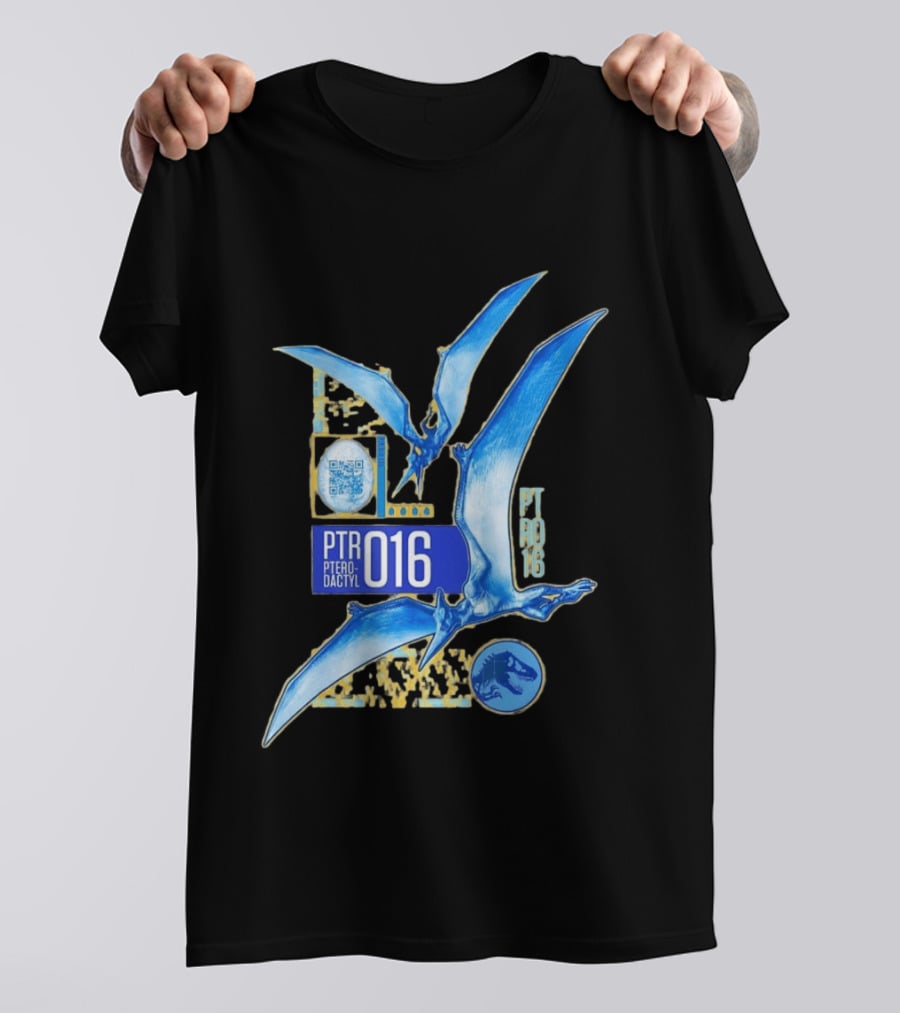 PTR 016 Pterodactyl Dinosaur Prehistoric QR Code Rex T-Shirt