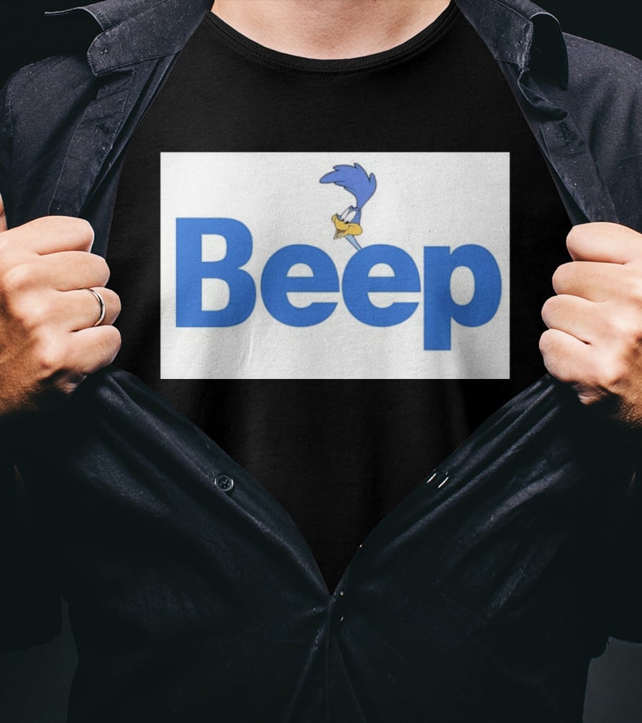 Looney Tunes Road Runner Beep Text Featuring Iconic Cartoon T-Shirt
