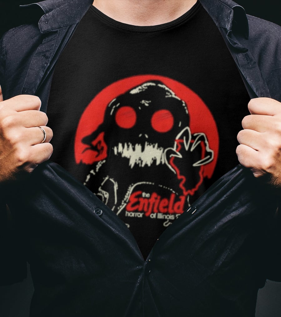 Enfield Horror Cryptid Creature Illustration With Red Circle T-Shirt