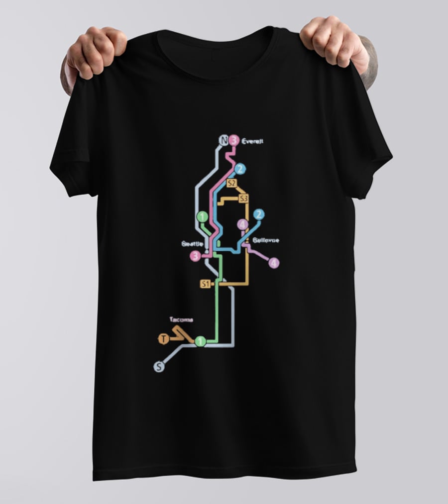Seattle Tacoma Everett Bellevue Transit Map S1 S2 S3 Route Lines T-Shirt