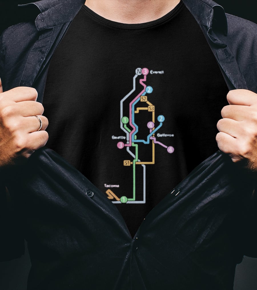 Seattle Tacoma Everett Bellevue Transit Map S1 S2 S3 Route Lines T-Shirt