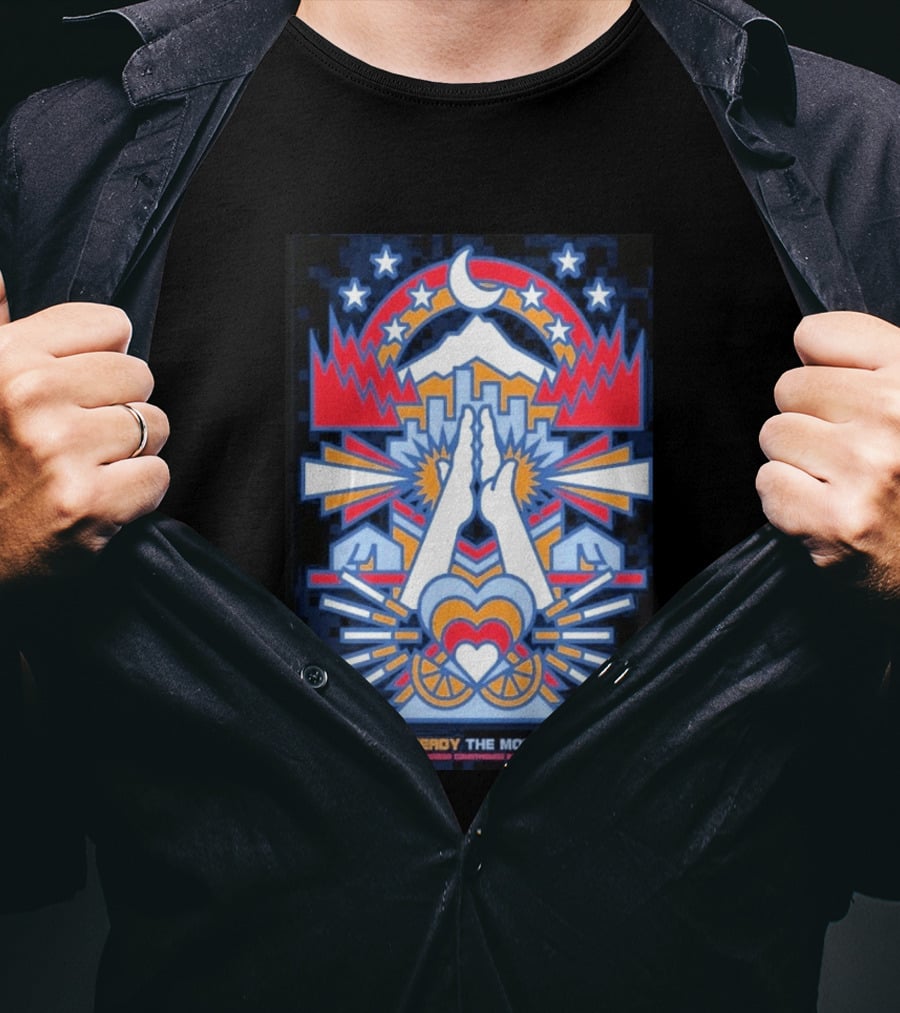 The Hold Steady The Mountain Goats Pioneer Courthouse Square Portland August 8 2026 Concert Tour Skyline Heart Hands Stars Moon Mountains T-Shirt