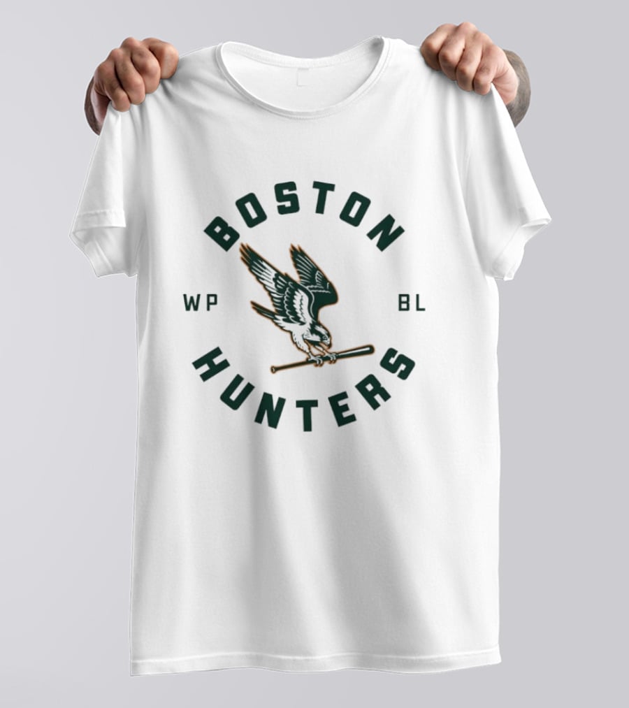 Boston Hunters WP BL Baseball Team Falcon And Bat T-Shirt