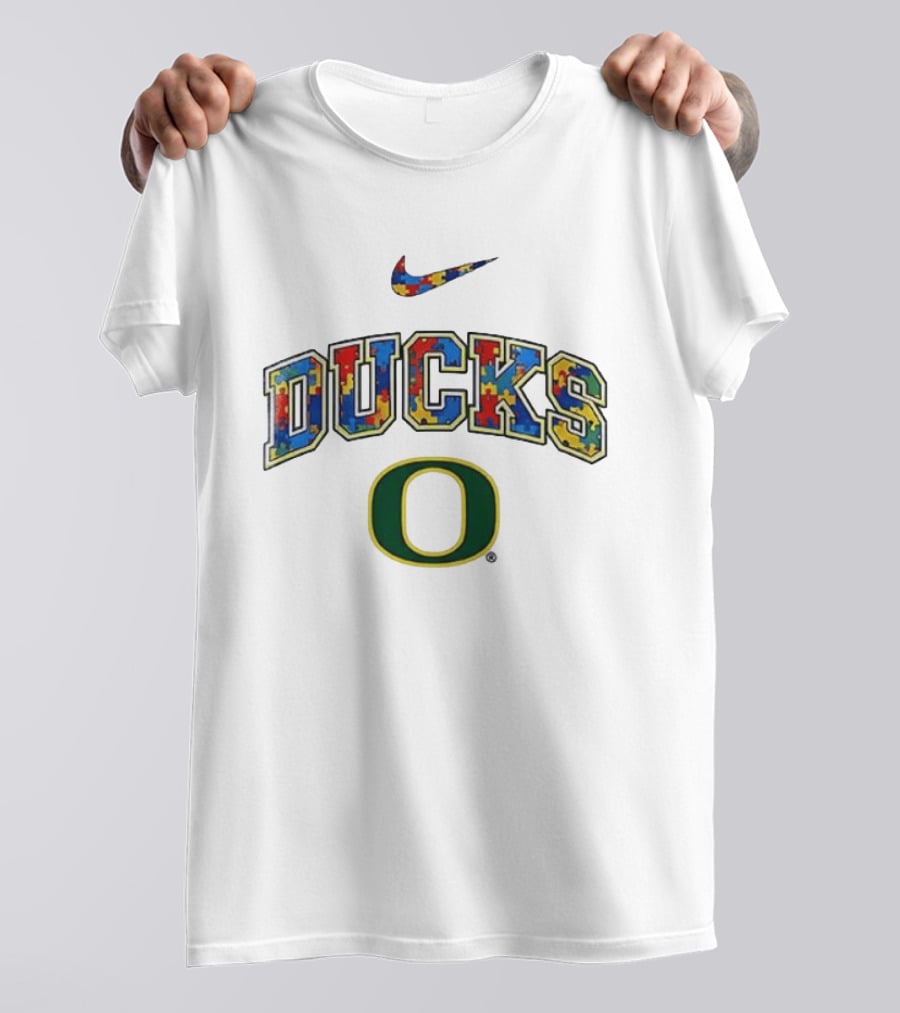 Oregon Ducks Autism Awareness Accept Understand Love Puzzle Nike T-Shirt