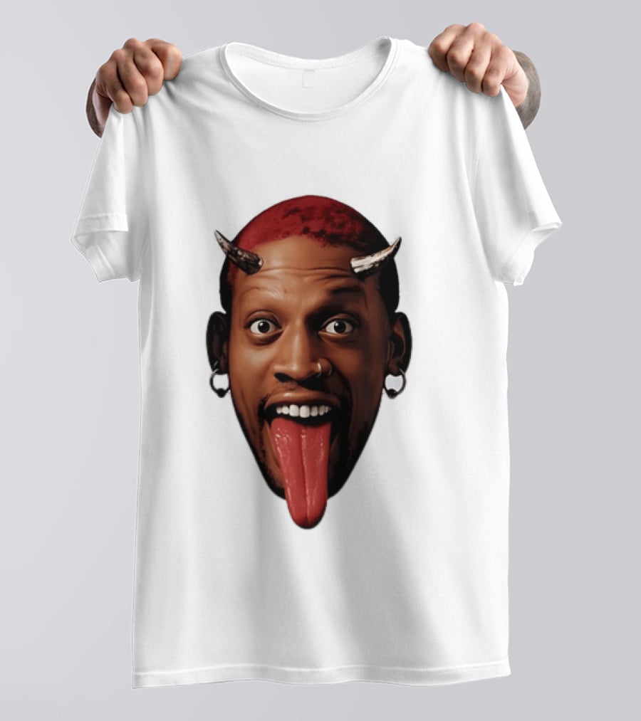 Dennis Rodman Big Face Devil Horns Chicago Bulls T-Shirt
