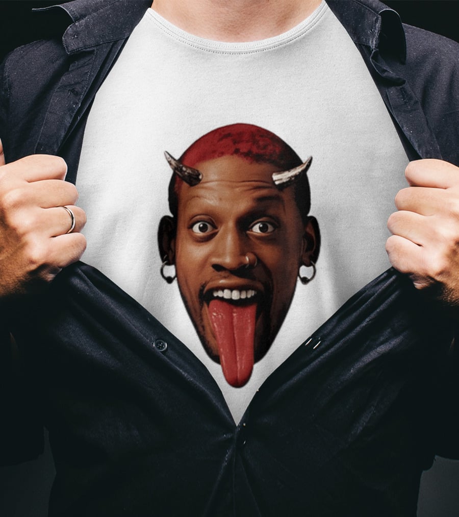 Dennis Rodman Big Face Devil Horns Chicago Bulls T-Shirt