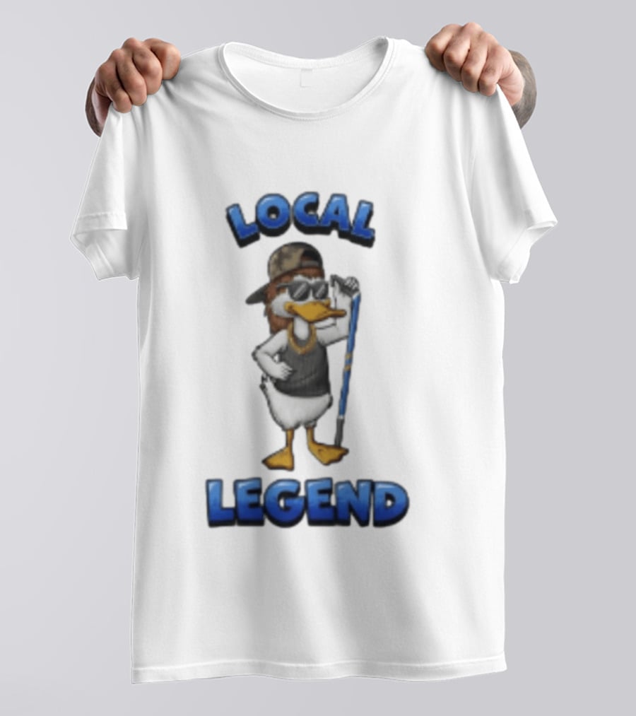 Duck Local Legend Hockey Player In Sunglasses And Cap T-Shirt