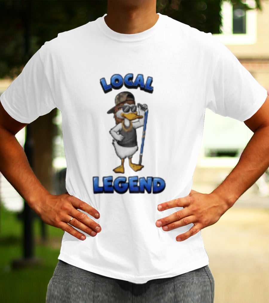 Duck Local Legend Hockey Player In Sunglasses And Cap T-Shirt