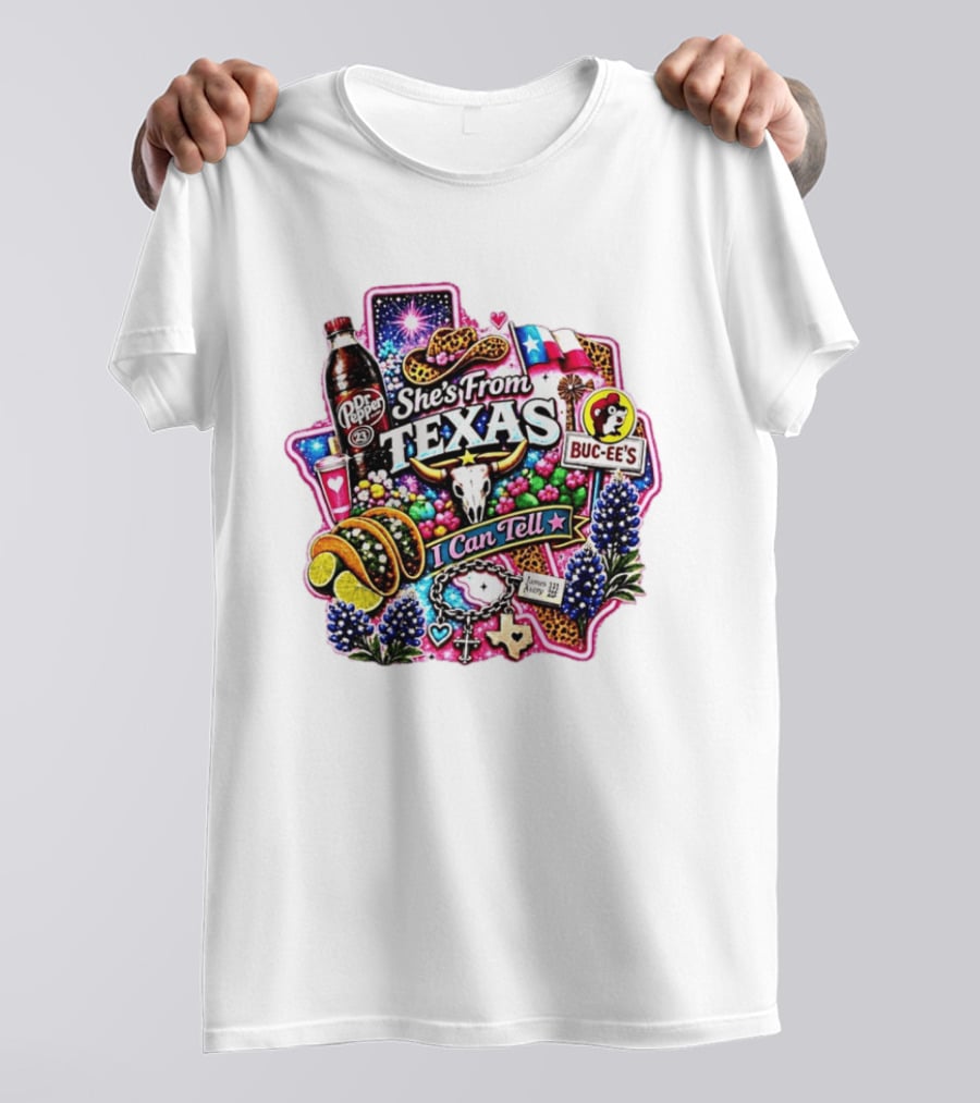 She's From Texas Dr Pepper Buc Ee's James Avery Charms I Can Tell Texas State Pride T-Shirt