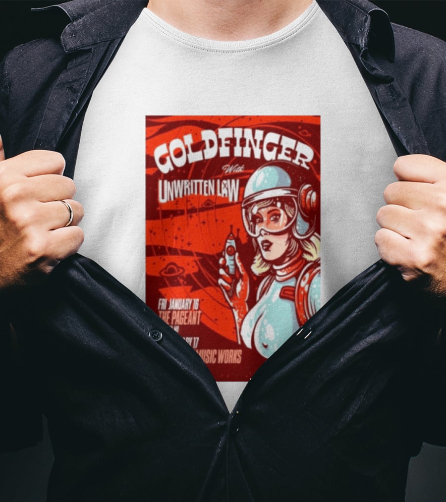 Goldfinger With Unwritten Law The Pageant St. Louis Marathon Music Works Nashville January 16 17 2026 Concert Retro Futuristic Spacewoman T-Shirt