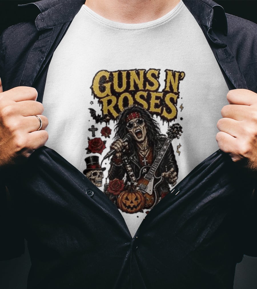 Guns N' Roses I'm A GNR Ghoul Appetite For Fright Halloween Rocks With Skulls And Pumpkins T-Shirt