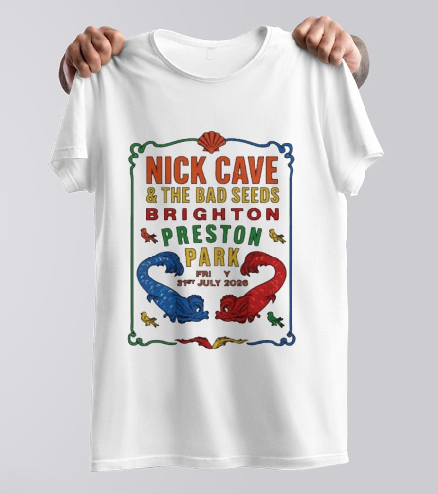 Nick Cave & The Bad Seeds Brighton Preston Park 31 July 2026 Colorful Dragons T-Shirt