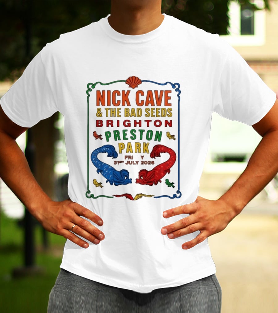Nick Cave & The Bad Seeds Brighton Preston Park 31 July 2026 Colorful Dragons T-Shirt