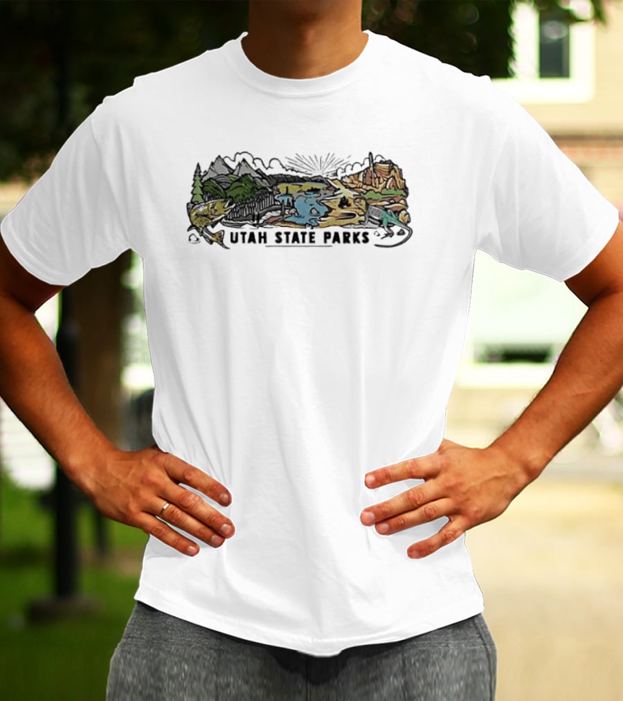 Utah State Parks Scenic Landscape With Mountains And Trees T-Shirt