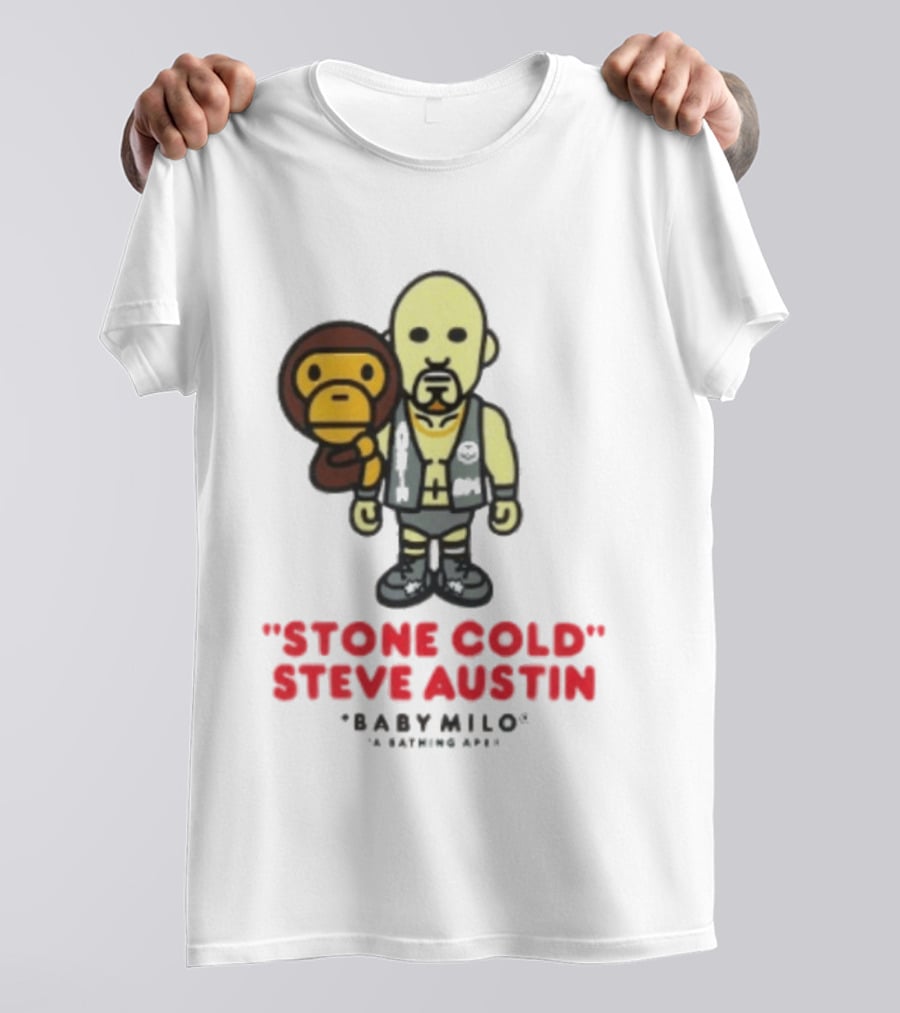 Stone Cold Steve Austin Baby Milo Collaboration Mens White T-Shirt