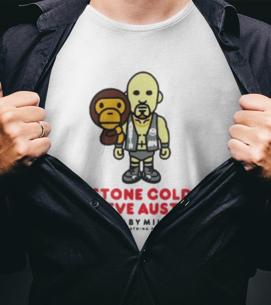 Stone Cold Steve Austin Baby Milo Collaboration Mens White T-Shirt