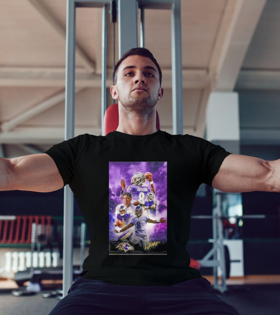 Baltimore Ravens Lamar Jackson 8 With Signature T-Shirt
