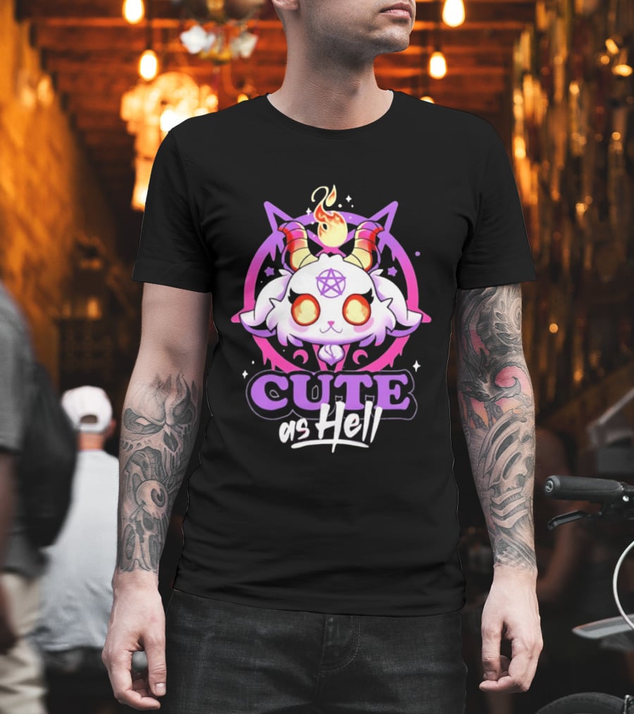Cute As Hell Goat Demon Pentagram Flame T-Shirt