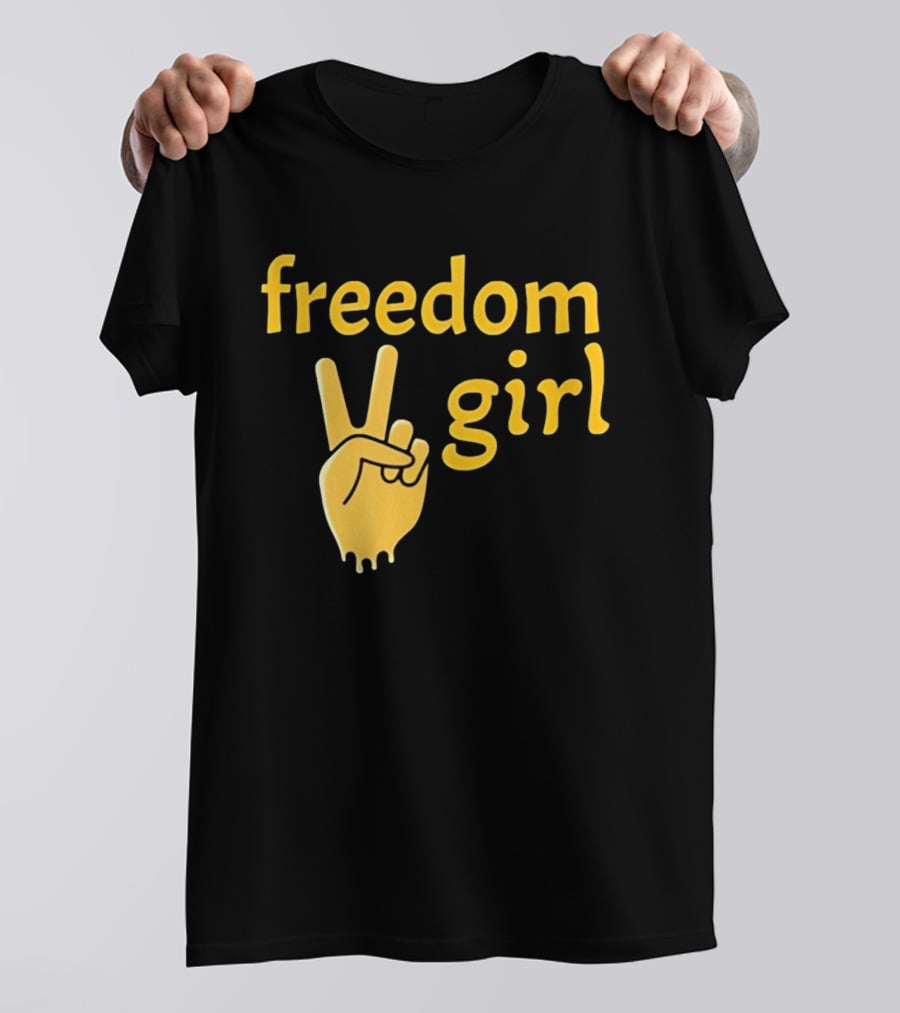 Freedom Girl Peace Sign Hand Gesture T-Shirt