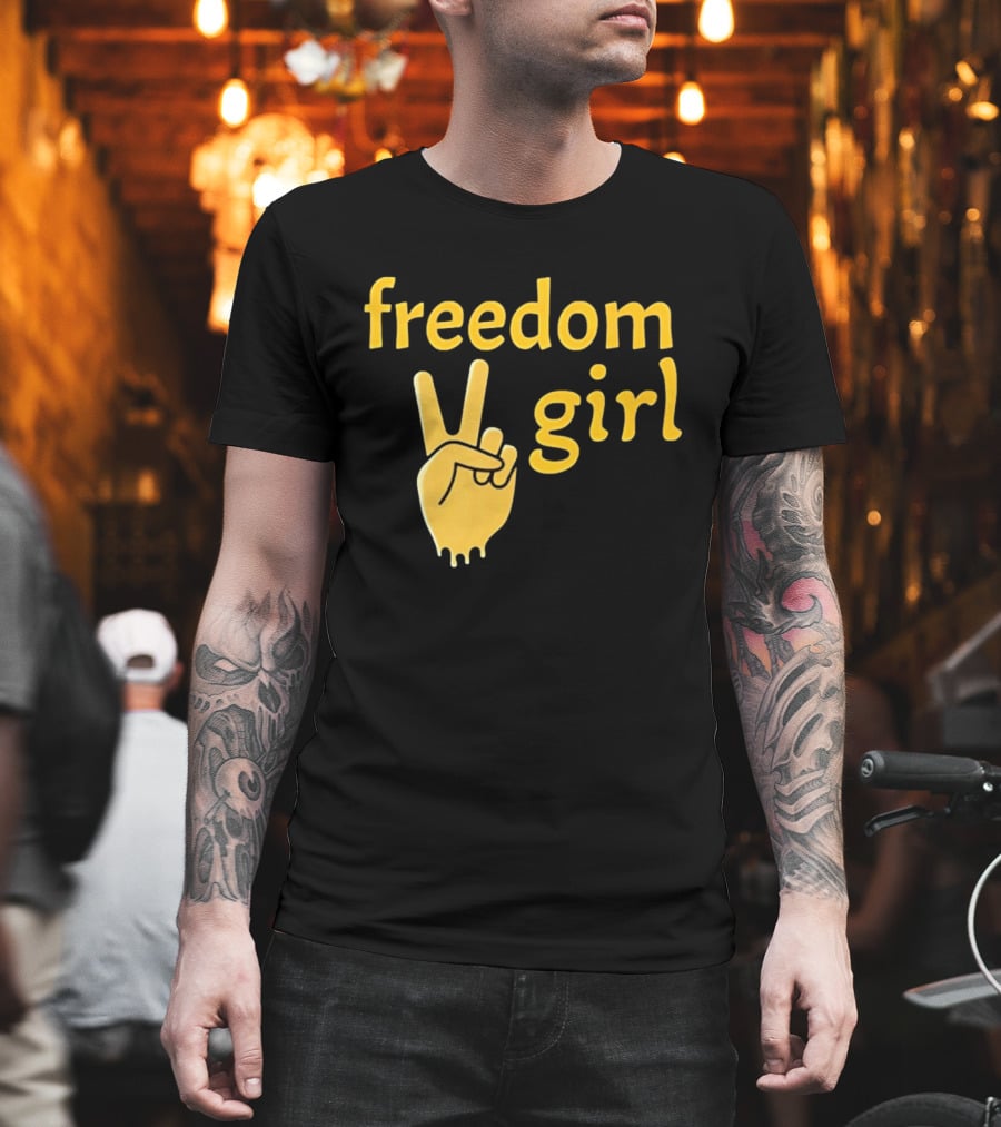 Freedom Girl Peace Sign Hand Gesture T-Shirt