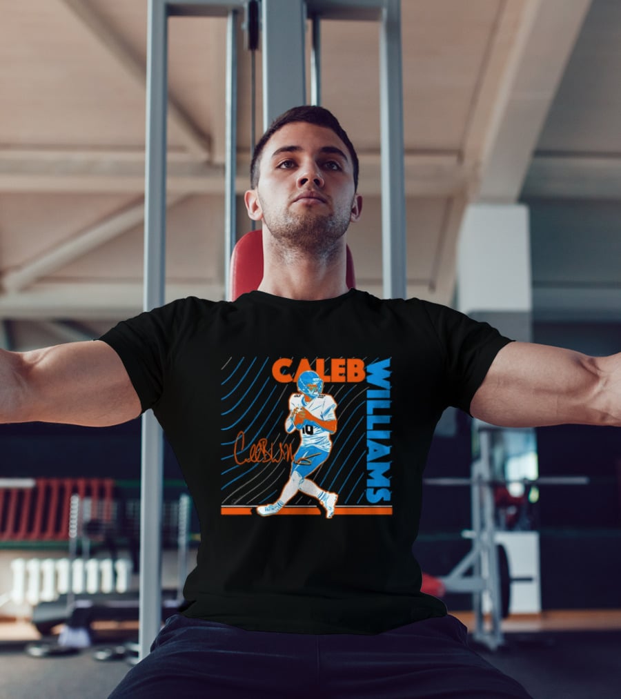 Caleb Williams Signed Football Chicago Bears Action Quarterback Sports Memorabilia T-Shirt