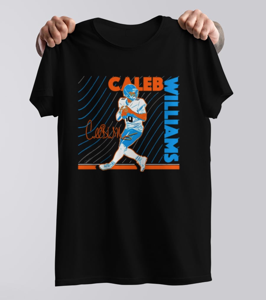 Caleb Williams Signed Football Chicago Bears Action Quarterback Sports Memorabilia T-Shirt