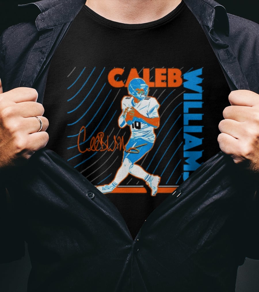 Caleb Williams Signed Football Chicago Bears Action Quarterback Sports Memorabilia T-Shirt